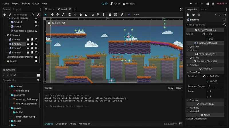 Alumno desarrollando un videojuego con el motor Godot en una clase de programación en Vigo